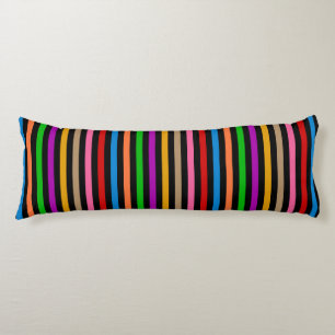 Colorful Rainbow Stripes Lines Design - Black  Body Cushion