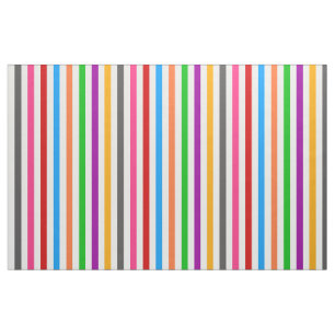 Colorful Rainbow Stripes Lines Design - White Fabric