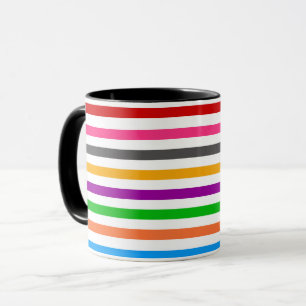 Colorful Rainbow Stripes Lines Design - White Mug