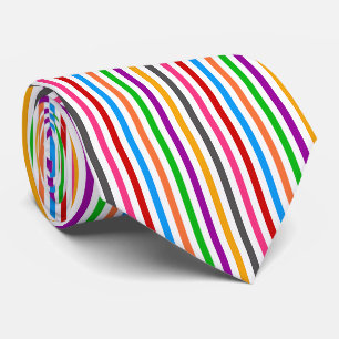 Colorful Rainbow Stripes Lines Design - White Tie