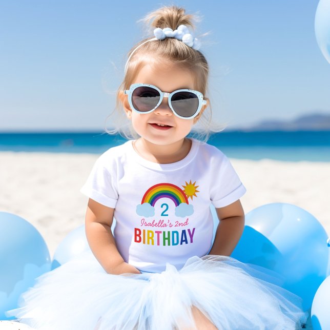 Colorful Rainbow Sunshine Birthday Toddler Baby T-Shirt (Creator Uploaded)