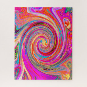 Colorful Rainbow Swirl Retro Abstract Design Jigsaw Puzzle