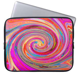 Colorful Rainbow Swirl Retro Abstract Design Laptop Sleeve