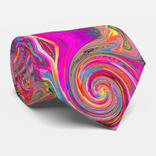Colorful Rainbow Swirl Retro Abstract Design Tie