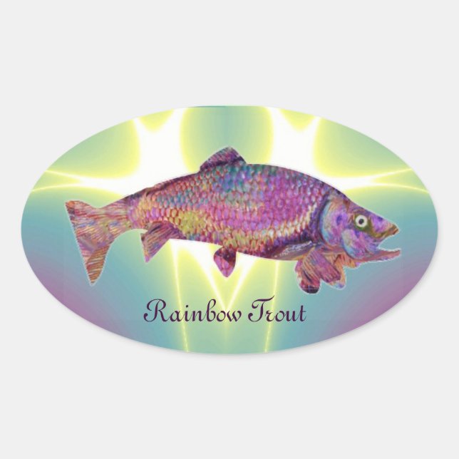 COLORFUL RAINBOW TROUT OVAL STICKER (Front)