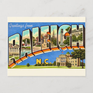 Colorful Raleigh NC Greetings  Postcard