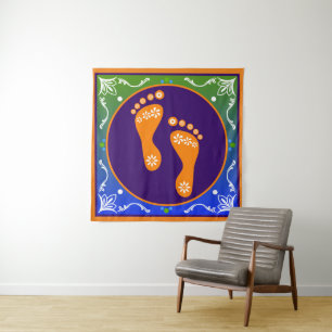 Colorful Rangoli With Footprint Tapestry