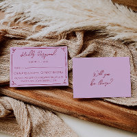 Colorful Raspberry Pink Hand Written Retro Wedding