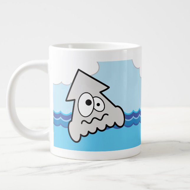 Colorful Raw Squid Illustrated Large Coffee Mug (Left)