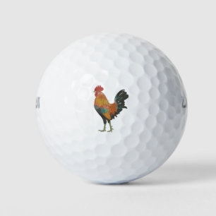 colorful realistic rooster golf balls