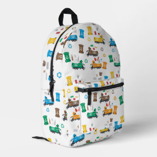 Colorful Recycling Garbage Trucks & Bins Printed Backpack