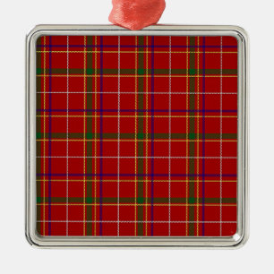 Colorful Red Tartan Plaid Metal Ornament