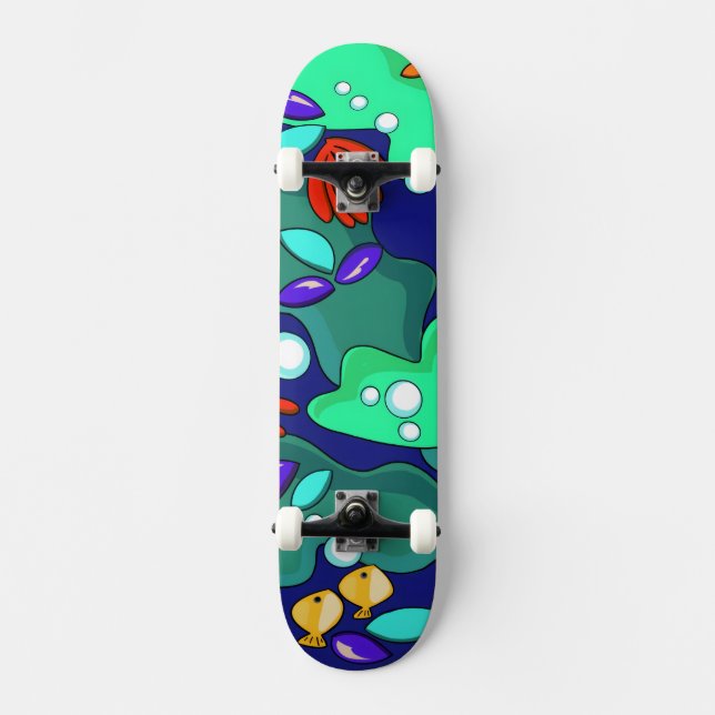 Colorful Reef Fish Skateboard Deck (Front)