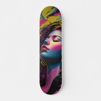 Colorful Relaxed Young Woman Skateboard