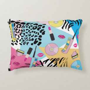 Colorful Retro 1990's Nineties Pattern Decorative Cushion