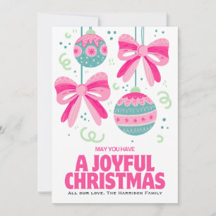 Colorful Retro Bow Ornament Christmas  Holiday Card