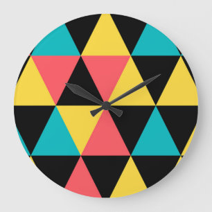 Colorful, retro cheerful geometric graphic pattern large clock