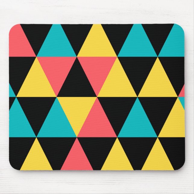 Colorful, retro cheerful geometric graphic pattern mouse pad (Front)