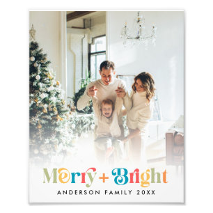 Colorful Retro Christmas Family Photo Print