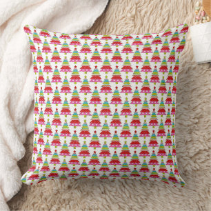 Colorful Retro Christmas Tree Pattern Cushion