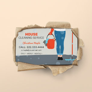 Colorful Retro Cleaning Service Business Card