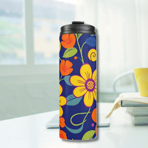 Colorful Retro Flowers-Dopamine Style Thermal Tumbler