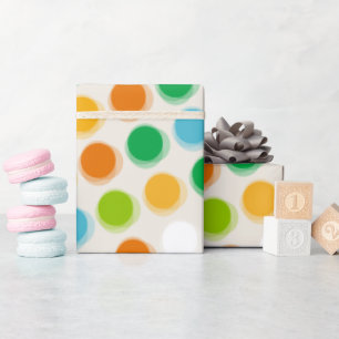 Colorful Retro Fuzzy Polka Dots Wrapping Paper
