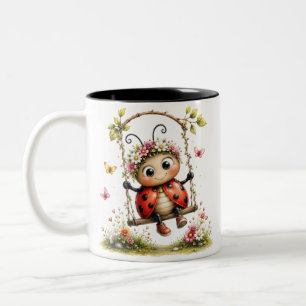 Colorful Retro Ladybug Coffee Cup Vintage Mug