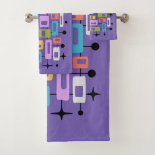 Colorful Retro Mid Century Modern Atomic Abstract Bath Towel Set