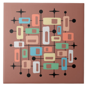 Colorful Retro Mid Century Modern Atomic Abstract Ceramic Tile