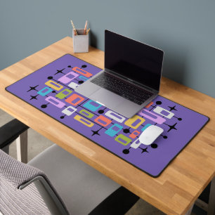 Colorful Retro Mid Century Modern Atomic Abstract Desk Mat