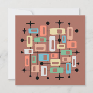 Colorful Retro Mid Century Modern Atomic Abstract Invitation