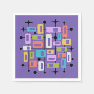 Colorful Retro Mid Century Modern Atomic Abstract Napkin