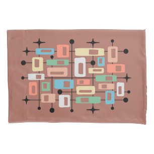 Colorful Retro Mid Century Modern Atomic Abstract Pillowcase