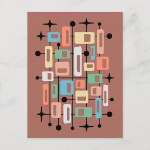 Colorful Retro Mid Century Modern Atomic Abstract Postcard