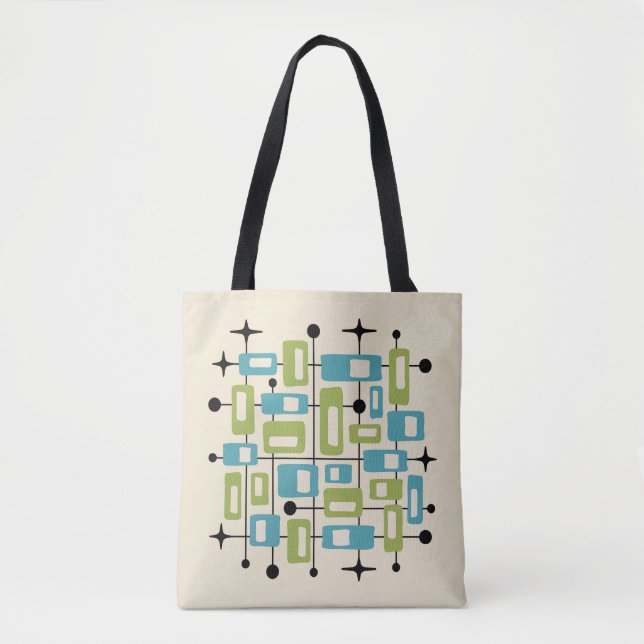 Colorful Retro Mid Century Modern Atomic Abstract Tote Bag (Front)