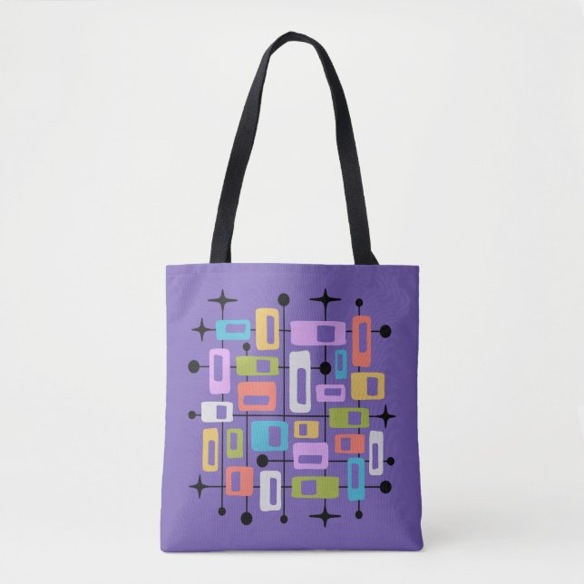 Colorful Retro Mid Century Modern Atomic Abstract Tote Bag (Front)