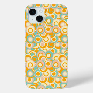 Colorful retro pattern in pastel shades of orange iPhone 15 mini case