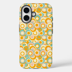 Colorful retro pattern in pastel shades of orange iPhone 16 case