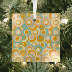 Colorful retro pattern in pastel shades of orange glass tree decoration