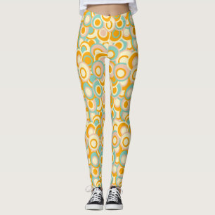 Colorful retro pattern in pastel shades of orange leggings