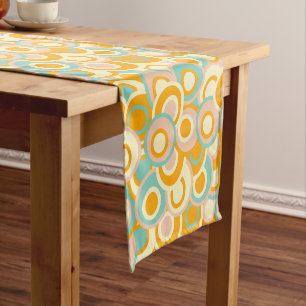 Colorful retro pattern in pastel shades of orange short table runner
