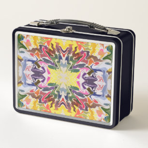 Colorful Retro Psychedelic Kaleidoscope Abstract Metal Lunch Box