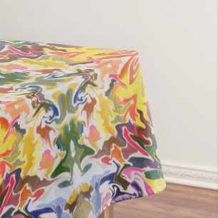 Colorful Retro Psychedelic Kaleidoscope Abstract Tablecloth