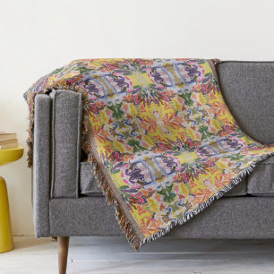 Colorful Retro Psychedelic Kaleidoscope Abstract Throw Blanket