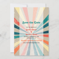 Colorful Retro Rainbow Sunburst Wedding