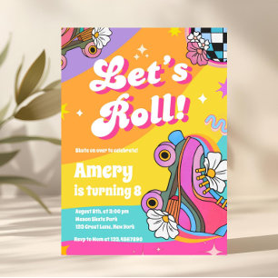 Colorful Retro Roller Skate Birthday Invitation
