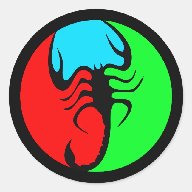 COLORFUL RETRO SCORPION CLASSIC ROUND STICKER (Front)
