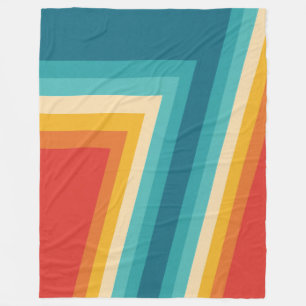 Colorful Retro Stripes - 70s, 80s  Fleece Blanket