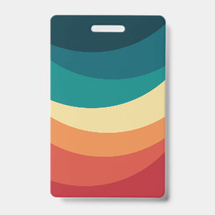 Colorful retro style curves design ID badge